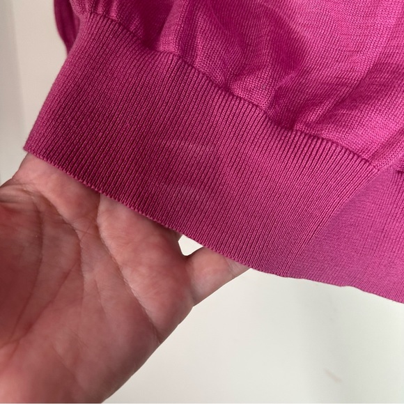 Reiss Pink V-Neck Soft 100% Cotton Ribbed Trim Pull On Long Sleeve Sweater S - Picture 5 of 14